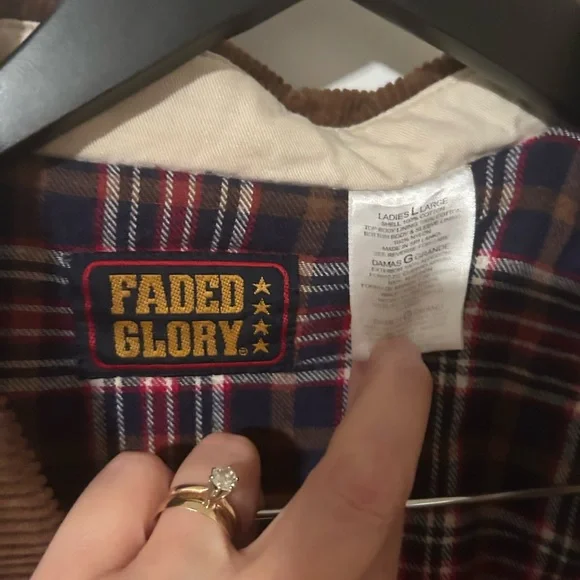 Faded Glory Tan Utility Jacket (barn jacket) with Brown Collar - Picture 2 of 4